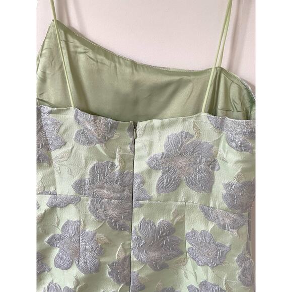 Lulu's Asymmetrical Formal Bodycon Mini Dress Light Green Silver Size Large NEW - Picture 9 of 12